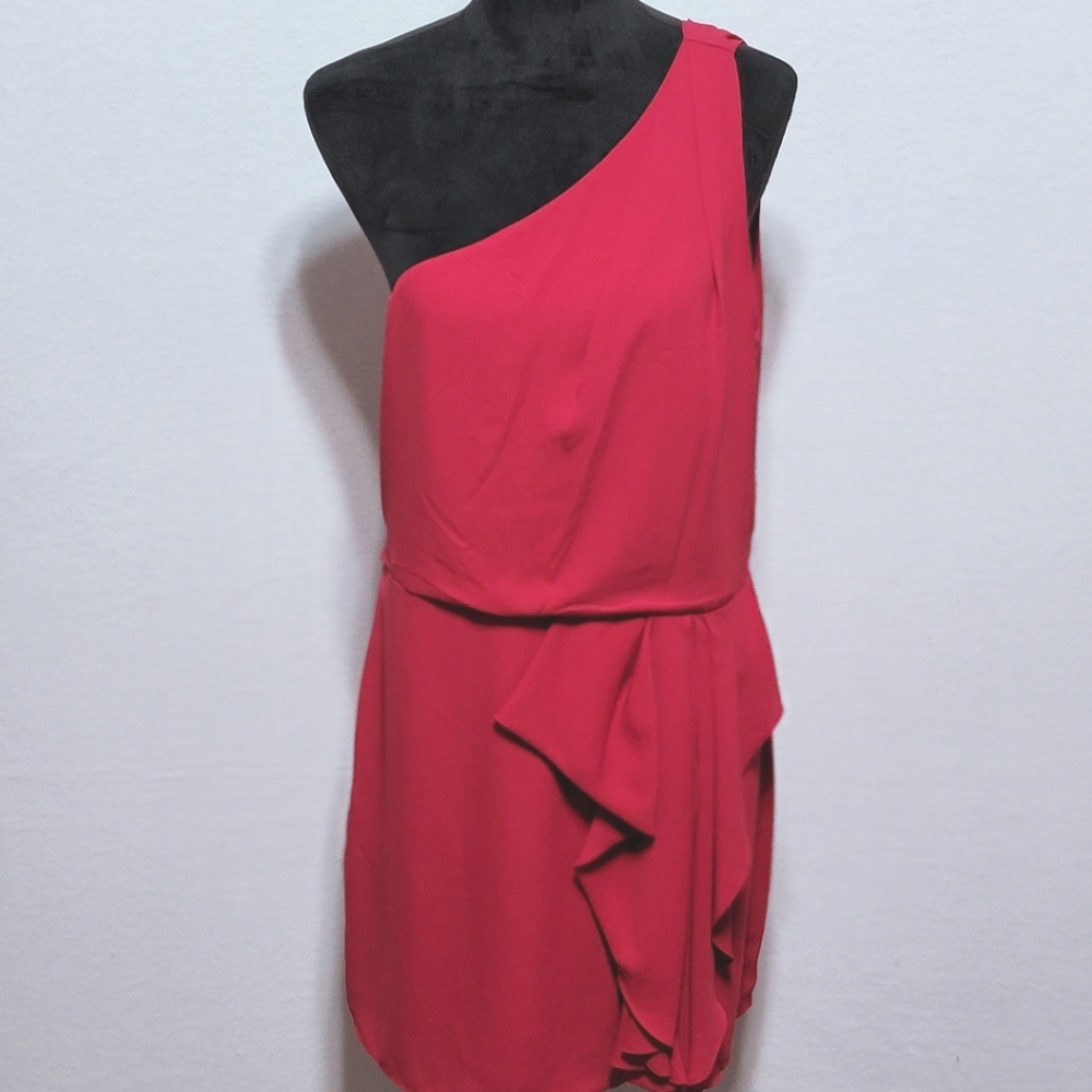 NWT!!! Halston Red One-Shoulder Dress SIZE 12. #663